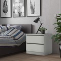 Modern wit nachtkastje Harlene met 2 laden van hout voor de slaapkamer Aanbieding