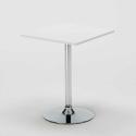 Rechthoekige salontafel wit 70x70 cm met stalen onderstel en 2 gekleurde stoelen Gelateria Cocktail 
