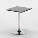 Rechthoekige salontafel zwart 70x70 cm met stalen onderstel en 2 gekleurde stoelen Gelateria Mojito 