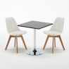 Vierkante salontafel zwart 70x70 cm met stalen onderstel en 2 gekleurde stoelen Nordica Mojito Afmetingen