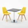 Rechthoekige salontafel zwart 70x70 cm met stalen onderstel en 2 gekleurde stoelen Nordica Mojito Prijs
