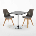 Vierkante salontafel zwart 70x70 cm met stalen onderstel en 2 gekleurde stoelen Nordica Mojito Aankoop