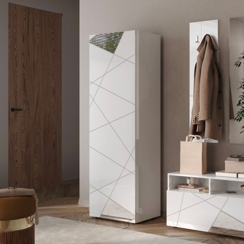 Witte glanzende garderobekast entree kapstok met 1 deur Janine Aanbieding