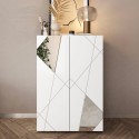 Witte hoogglans dressoir voor woonkamer of hal met 2 spiegeldeuren Elise Kortingen
