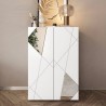 Witte hoogglans dressoir voor woonkamer of hal met 2 spiegeldeuren Elise Kortingen