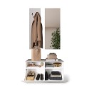 Wandgarderobe set met schoenenkast in hoogglans wit en spiegel Freya Korting