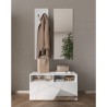 Wandgarderobe set met schoenenkast in hoogglans wit en spiegel Freya Kortingen