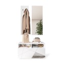 Wandgarderobe set met schoenenkast in hoogglans wit en spiegel Freya Aanbod