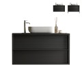 Moderne zwarte staande wastafel met 2 lades Bloom 110 Aanbieding