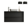 Moderne zwarte staande wastafel met 2 lades Bloom 110 Aanbieding
