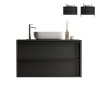 Zwevende badkamermeubel met wastafel, 2 lades, modern zwart, Bloom 92 Aanbieding