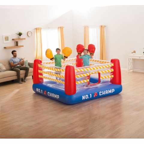 Opblaasbare Jump o Lene Fun boksring Intex 48250 voor kinderen met luchthandschoenen Aanbieding