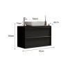 Zwevende badkamermeubel met wastafel, 2 lades, modern zwart, Bloom 92 Kosten