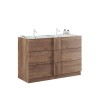 Vrijstaand badkamermeubel met 3 laden, houten constructie, dubbele wastafel, 122x47x86cm – Duet T Verkoop