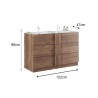 Vrijstaand badkamermeubel met 3 laden, houten constructie, dubbele wastafel, 122x47x86cm – Duet T Korting