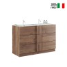 Vrijstaand badkamermeubel met 3 laden, houten constructie, dubbele wastafel, 122x47x86cm – Duet T Aanbod