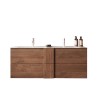 Mobiele hangende badkamermeubel van hout met dubbele wastafel, 2 laden, 122x47x53cm, Duet S. Verkoop