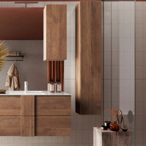 Moderne zwevende badkamerkast met 1 houten deur Jaya Aanbieding