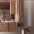 Mobiele badkamerkast van hout, 1 zwevende hangende deur, moderne Jaya. Aanbieding