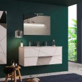 Wastafelmeubel zwevend dubbel wastafel met 2 lades in glanzend wit Liz S Aanbieding