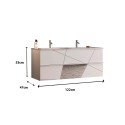 Wastafelmeubel zwevend dubbel wastafel met 2 lades in glanzend wit Liz S Korting