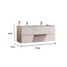 Wastafelmeubel zwevend dubbel wastafel met 2 lades in glanzend wit Liz S Korting
