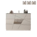 Wit glanzend staand badkamermeubel met 3 laden en wastafel June Aanbieding