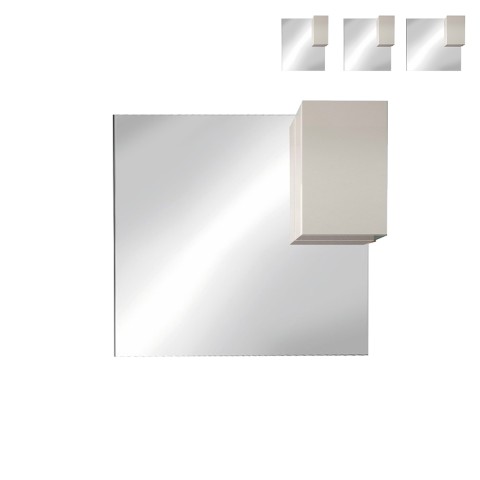 Spiegelkast kolom 1 deur glanzend wit en LED-lamp Riva. Aanbieding