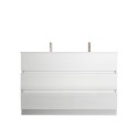 Moderne vrijstaande badkamermeubel, wit, 3 lades, dubbele wastafel Ikon T Aanbieding