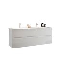 Mobiele badkamer met dubbele wastafel, 2 zwevende laden en een glanzende witte afwerking, model Ikon S. Aanbod