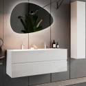 Wastafelmeubel dubbel wastafel 2 lades zwevend glanzend wit Ikon S Aanbieding
