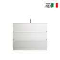 Moderne witte glanzende staande badkamermeubel met 3 lades en wastafel Joey Catalogus