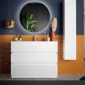 Moderne glanzend witte staande badkamerkast met 3 laden en wastafel Joey Korting