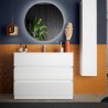 Moderne witte glanzende staande badkamermeubel met 3 lades en wastafel Joey Korting