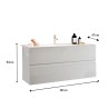 Moderne zwevende badkamermeubel met wastafel, 2 lades, glanzend wit Add Afmetingen
