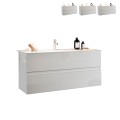 Moderne zwevende badkamermeubel met wastafel, 2 lades, glanzend wit Add Aanbieding