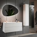 Moderne zwevende badkamermeubel met wastafel, 2 lades, glanzend wit Add Korting