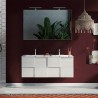 Wandmeubel badkamer met dubbele wastafel, 2 lades, glanzend wit Finish Feel S Dama Korting