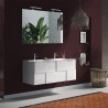 Wandmeubel badkamer met dubbele wastafel, 2 lades, glanzend wit Finish Feel S Dama Kortingen
