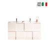 Wandmeubel badkamer met dubbele wastafel, 2 lades, glanzend wit Finish Feel S Dama Verkoop