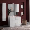 Mobiele badkamervloer met 3 glanzend witte laden en Tetra Dama wastafel Korting