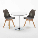 Ronde salontafel wit 70x70 cm en 2 gekleurde stoelen Nordica Long Island Prijs