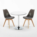 Ronde salontafel wit 70x70 cm met stalen onderstel en 2 gekleurde stoelen Nordica Long Island Prijs