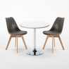 Ronde salontafel wit 70x70 cm en 2 gekleurde stoelen Nordica Long Island Prijs