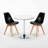 Ronde salontafel wit 70x70 cm en 2 gekleurde stoelen Nordica Long Island Kosten