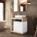 Moderne badkamermeubel op de vloer met 2 lades wit hout en wastafel Jarad BW Catalogus