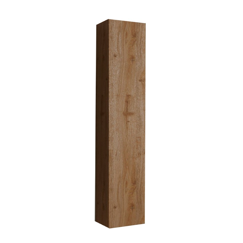 Hangend badkamermeubel kolom 1 deur opbergruimte hout eiken Edon Aanbieding