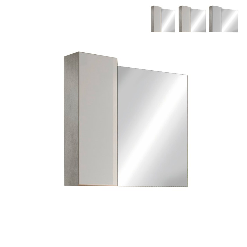 Badkamerspiegel met LED-verlichting en kolomkast 1 deur wit grijs Pilar BC Aanbod Badkamerspiegel met LED-verlichting en kolomkast 1 deur wit grijs Pilar BC Aanbod