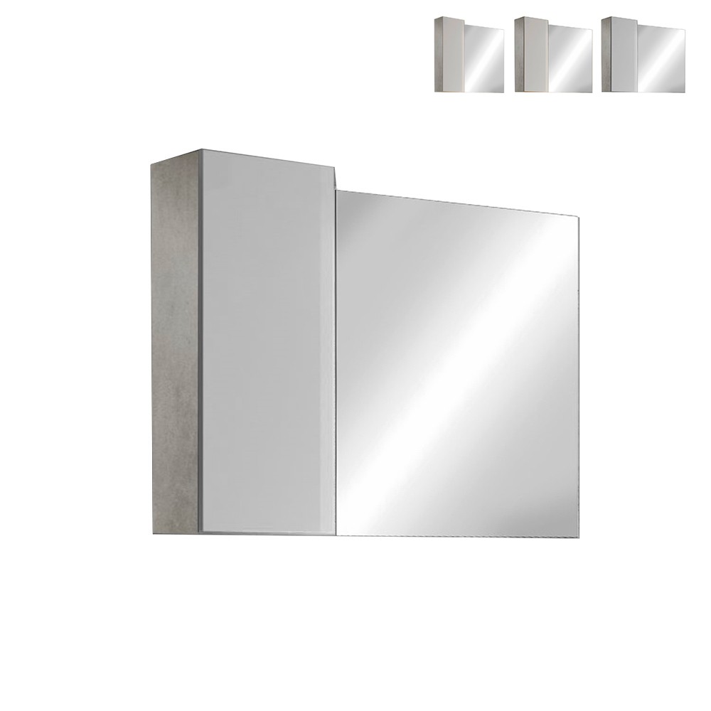 Badkamerspiegel met LED-verlichting, 1 deur kolom in wit-grijs Pilar BC.