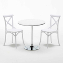 Ronde salontafel wit 70x70 cm en 2 gekleurde stoelen Vintage Long Island Keuze